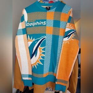 Miami Dolphins Christmas Sweater NFL Team Apparel Men's Long Sleeve Size S
